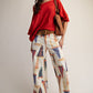 WASHED STRETCH TWILL PRINTED PANTS