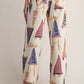 WASHED STRETCH TWILL PRINTED PANTS