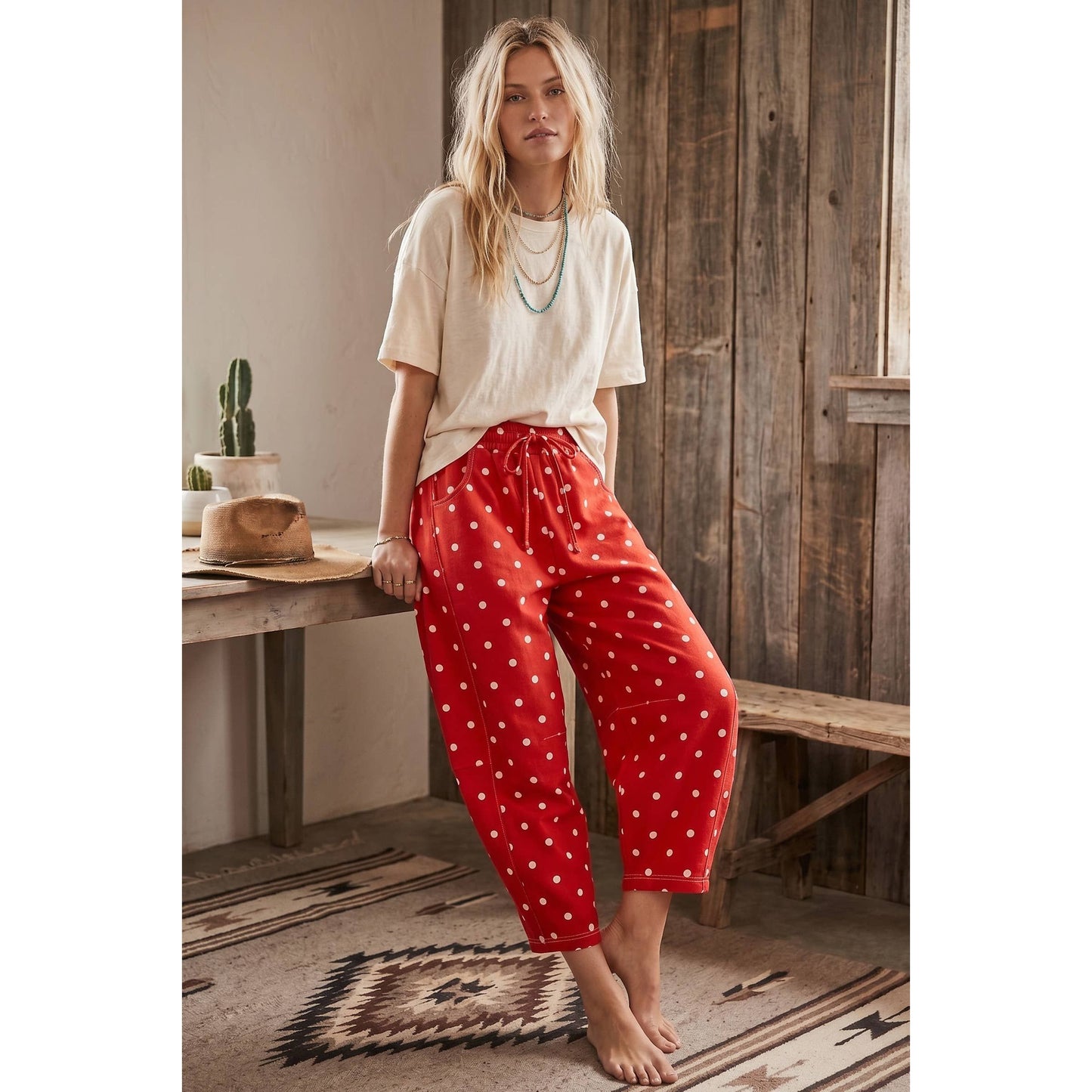Polka Dot Scuba Barrel Pants