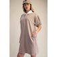 MOCHA PIN STRIPED WASHED DRESS