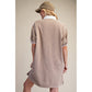 MOCHA PIN STRIPED WASHED DRESS