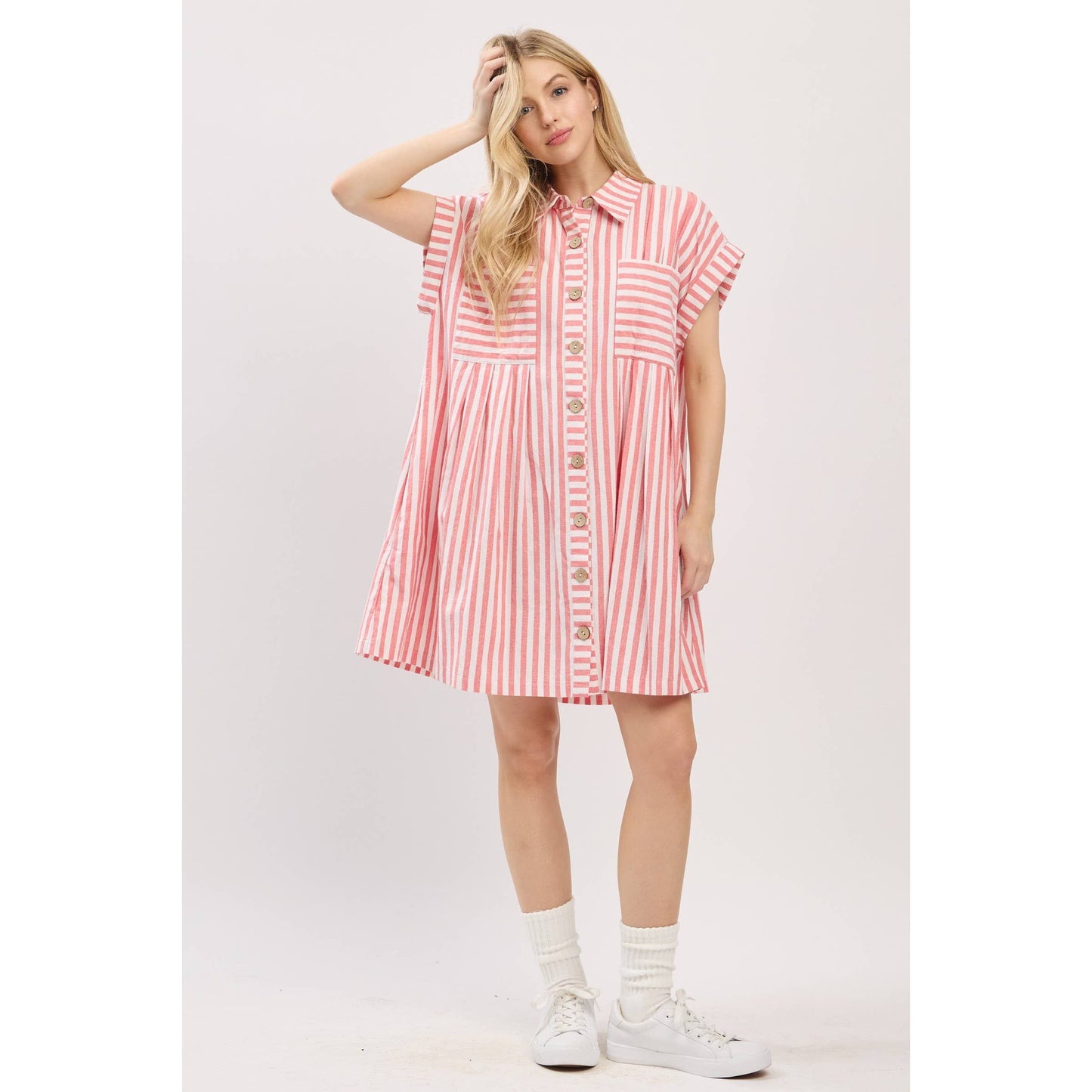 COTTON STRIPED TUNIC DRESS