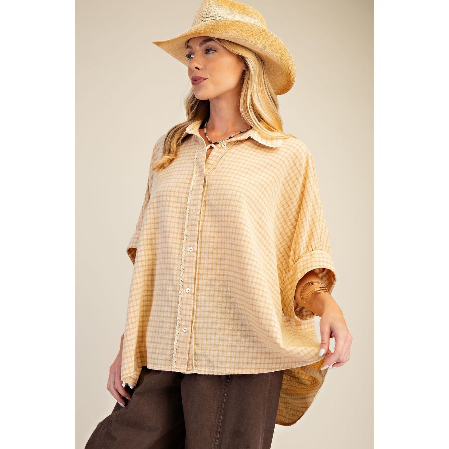 TEXTURED LINEN OVERSIZED SHIRT