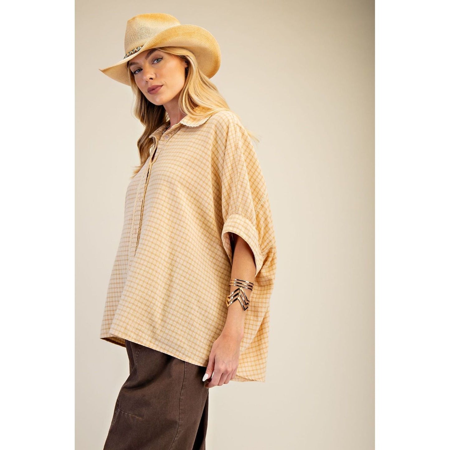 TEXTURED LINEN OVERSIZED SHIRT