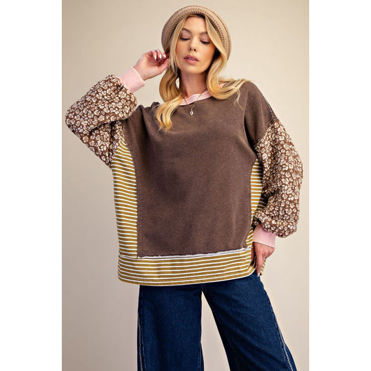 WASHED TERRY KNIT PULLOVER