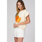 Orange Print Knit Sweater Top