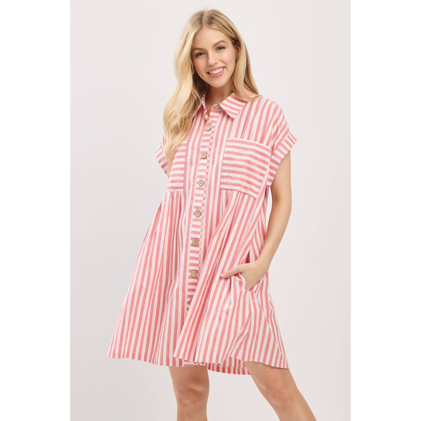 COTTON STRIPED TUNIC DRESS