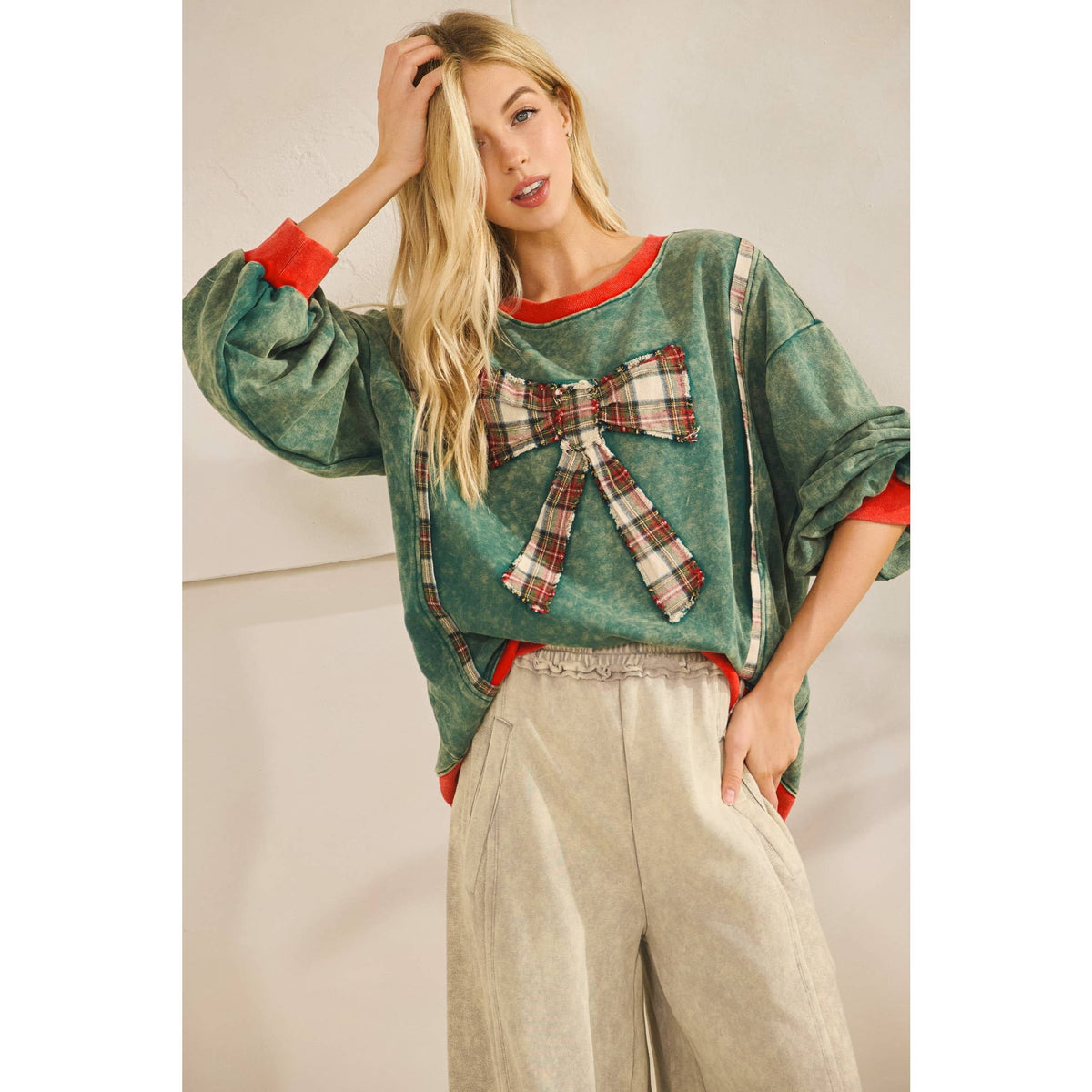 THE MERRY MINERAL-WASH BOW PULLOVER