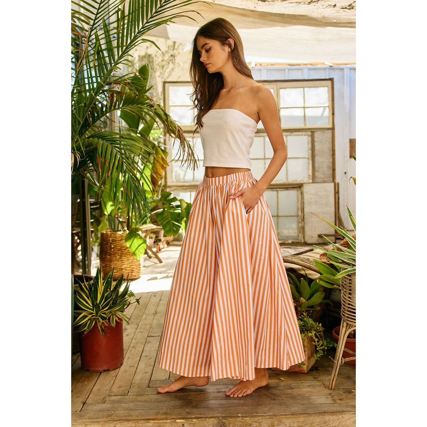 Striped Gaucho Pants