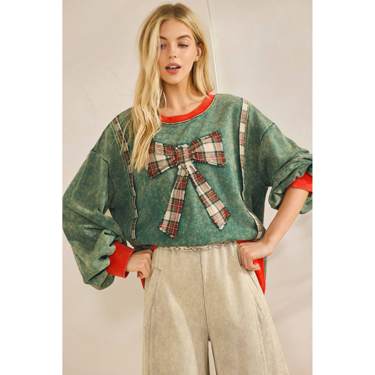 THE MERRY MINERAL-WASH BOW PULLOVER