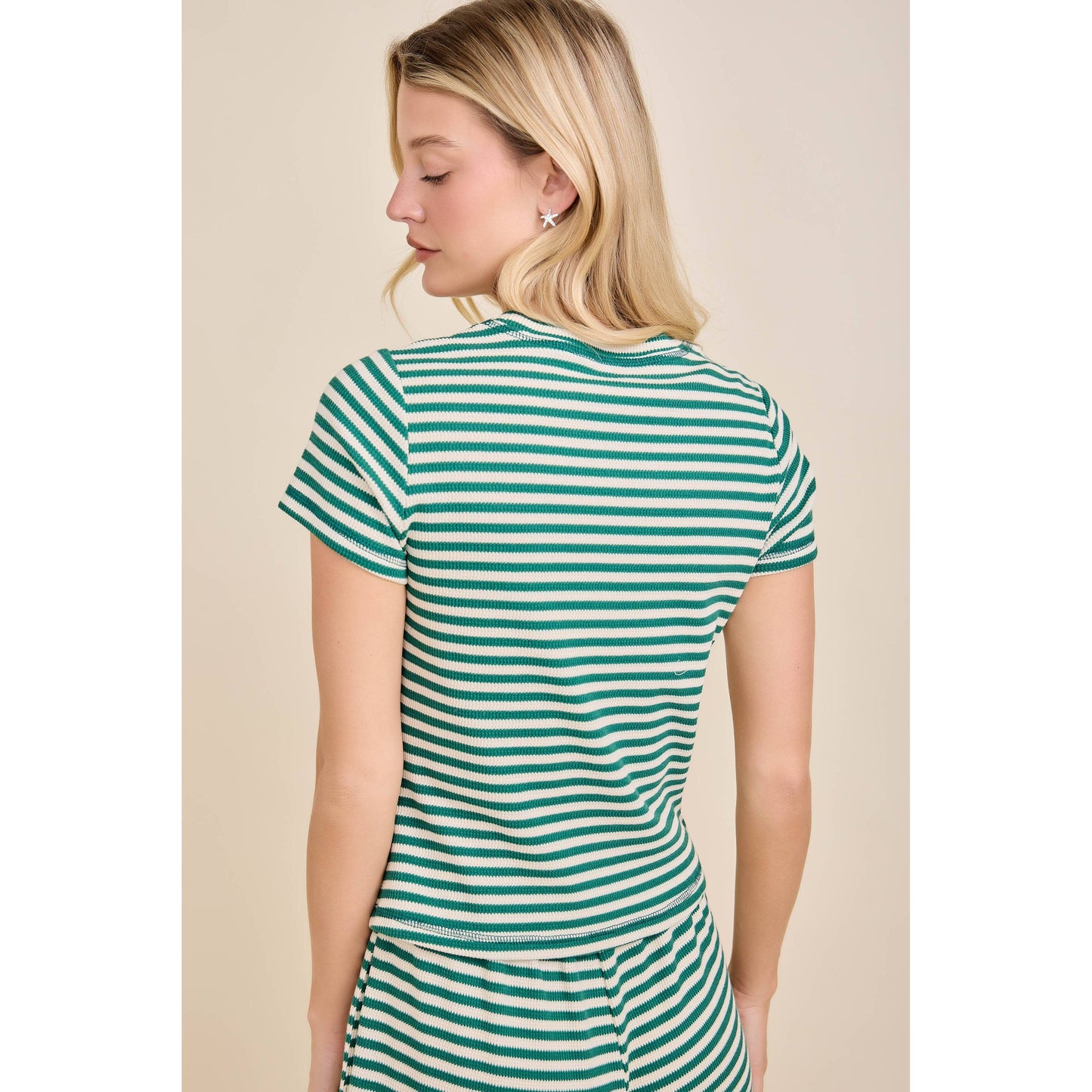 Rib Stripe Matching Pants Set