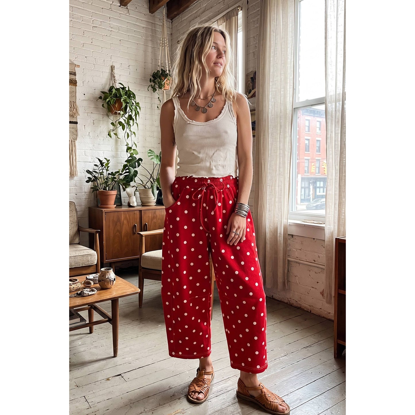 Polka Dot Scuba Barrel Pants