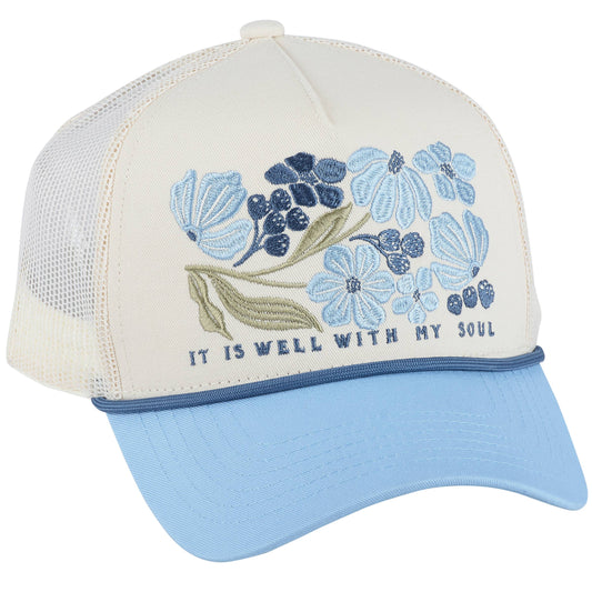 it is well with my soul faith trucker hat blue