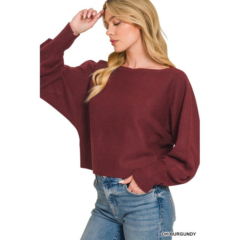 Boat Neck Balloon Sleeve Sweater