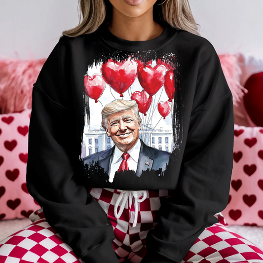 45-47 President Valentine Red Heart Balloons Premium DTF Printing Graphic T-Shirt