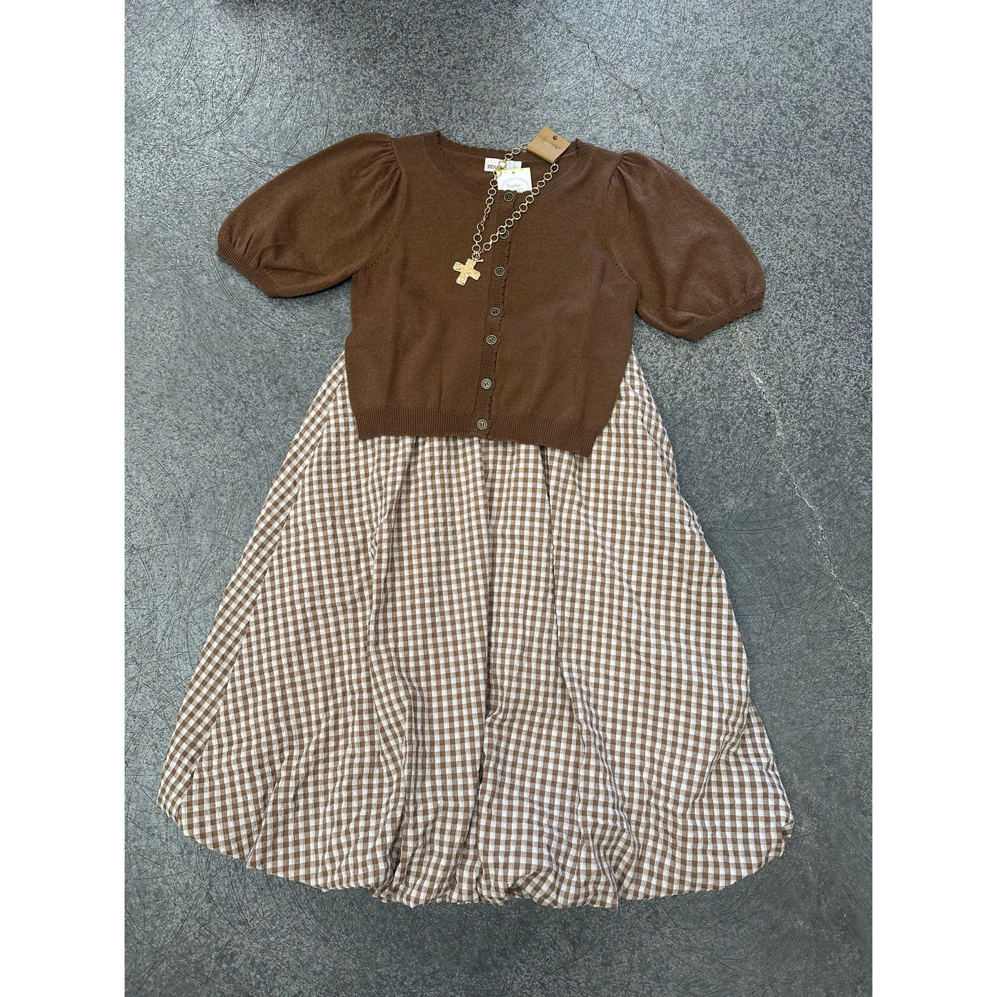GINGHAM BUBBLE MIDI SKIRT