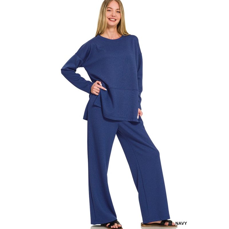 Scuba Side Slit Top & Pants Set