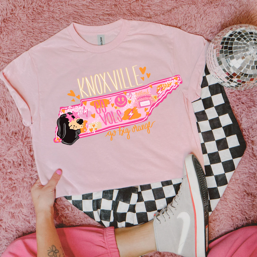 Knoxville Tennessee Preppy Pink Football State Tee