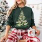 Dark green Crewneck coquette pink Bow Christmas tree