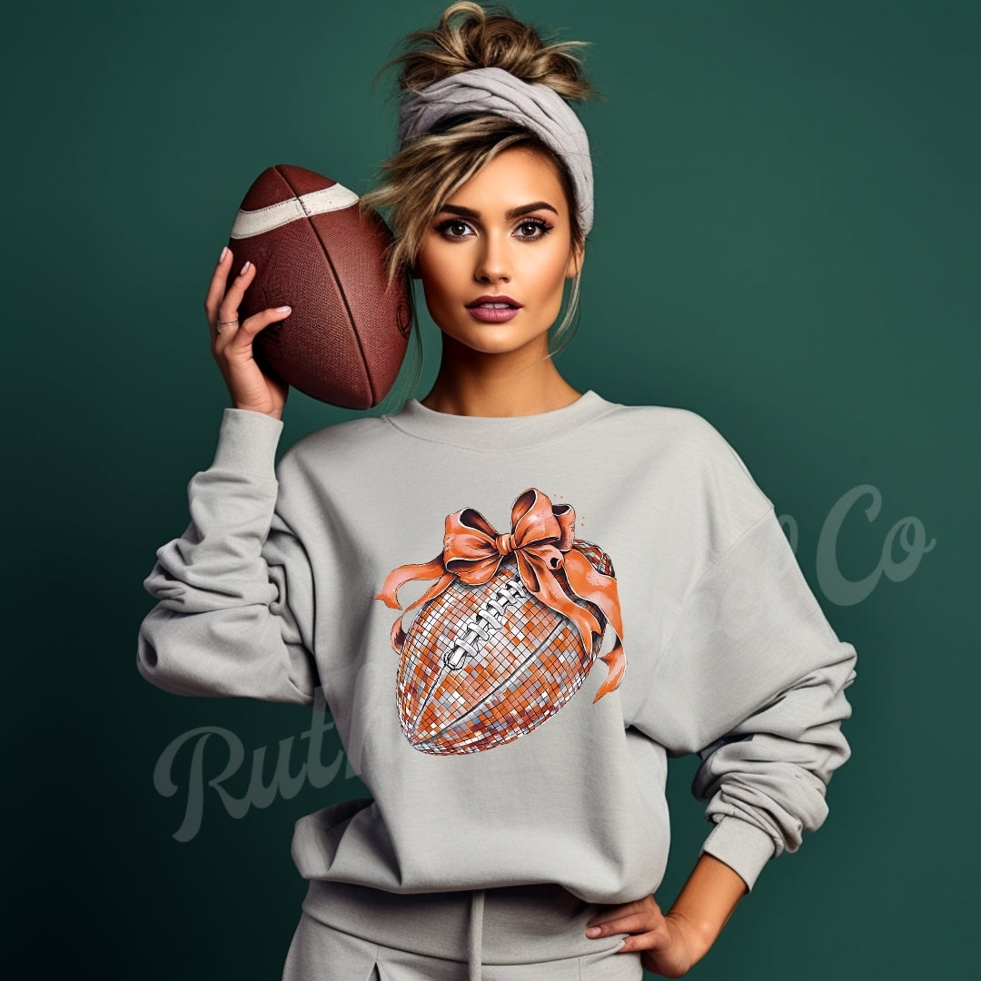 orange bow disco ball design sweatshirt