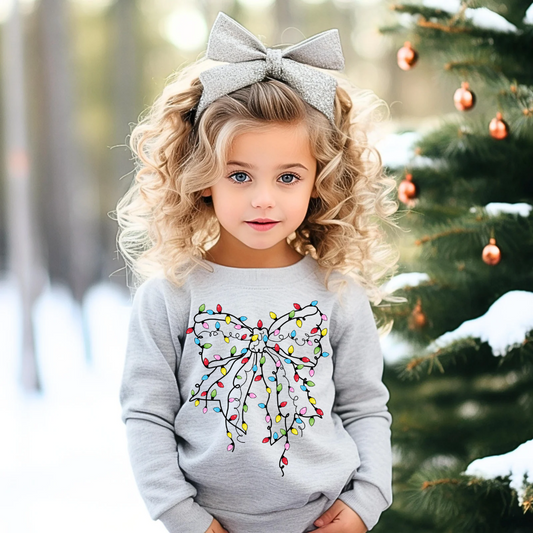 grey bow lights crewneck (Kids)