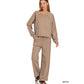 Washed F/terry Round Neck Pant Set