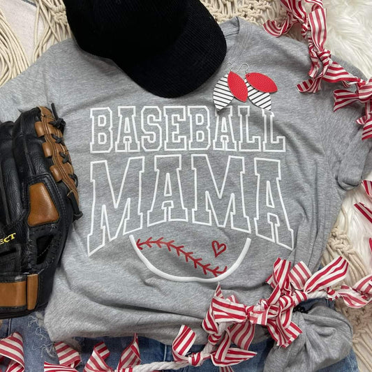 Baseball Mama Puff Print Tshirt
