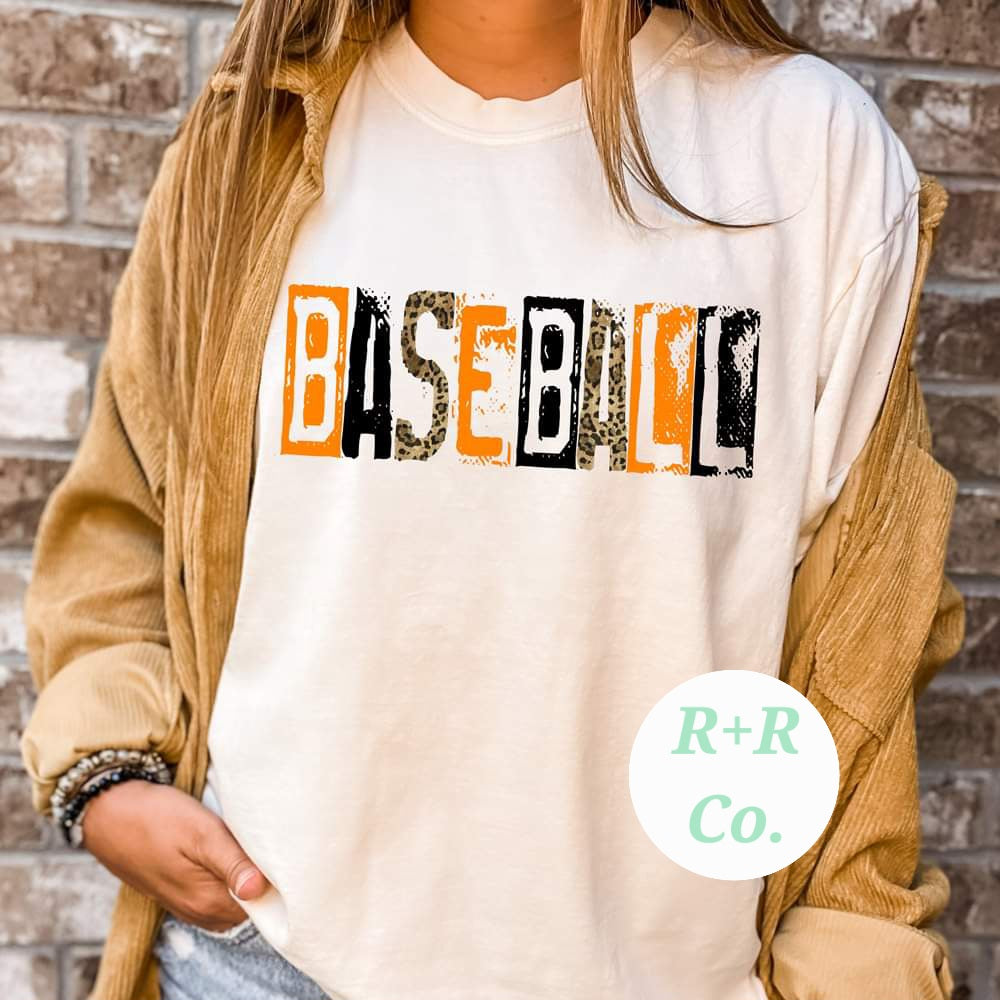 Orange and Leopard baseball tshirt