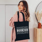 Bookish saying on canvas tote bag