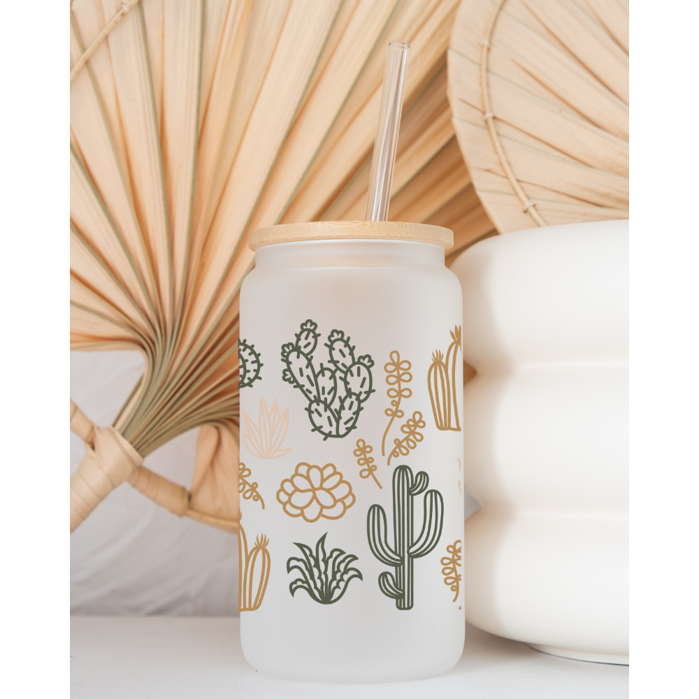 Libbey Frosted Glass Cans | Sublimation Beer Cans With Bamboo Lid | 16oz