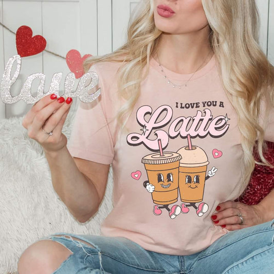 Retro Valentine I Love You A Latte Graphic Tee