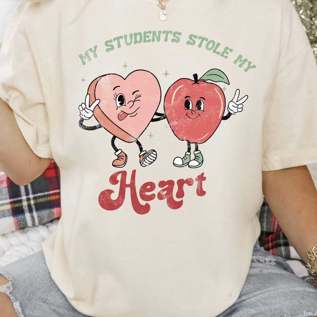 Retro 'My Students Stole My Heart' Trendy Teacher Tee