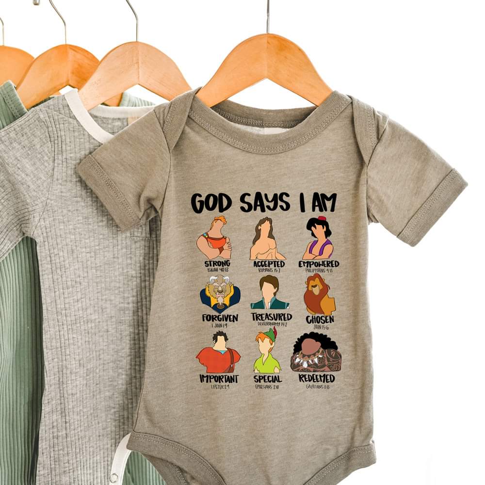 Kids faith t-shirt God says I am character