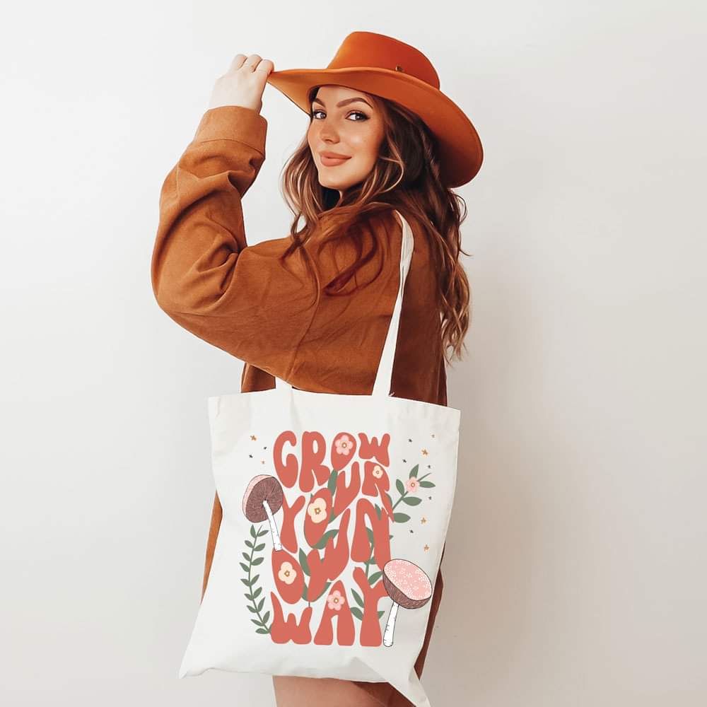 Grow Your Own Way Mushroom tote bag