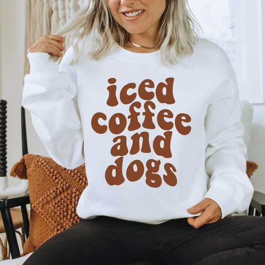 Iced Coffee and Dogs brown quote shirt