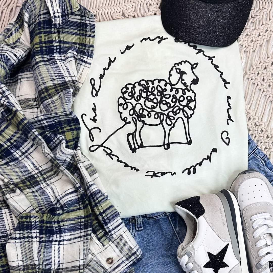 THE LORD IS MY SHEPHERD PUFF PRINT W/ SLEEVE DESIGN