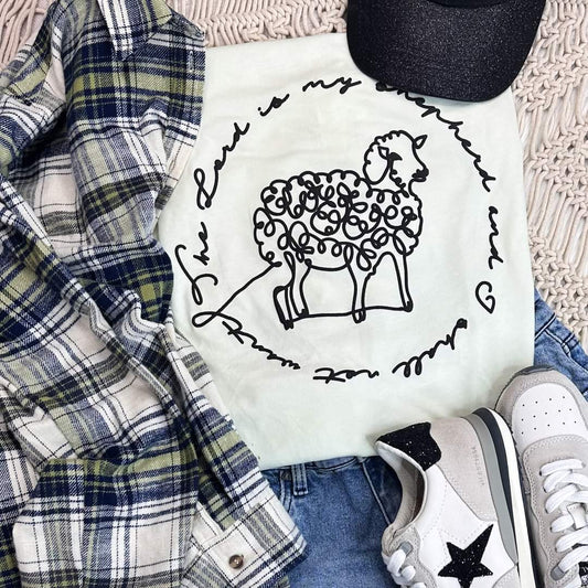 THE LORD IS MY SHEPHERD PUFF PRINT W/ SLEEVE DESIGN