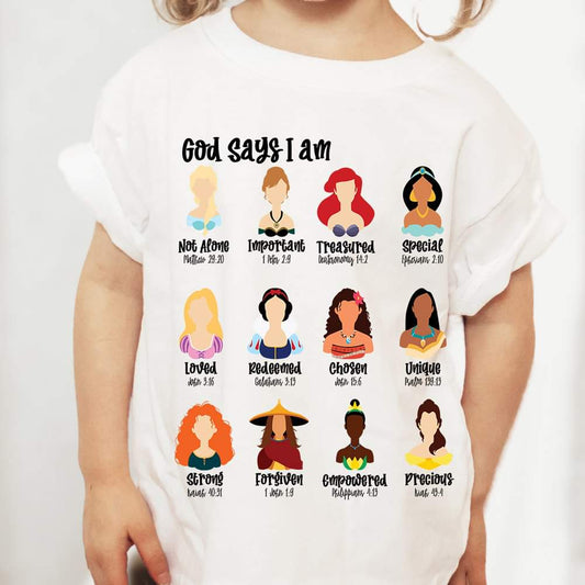 Kids faith tshirt God says I am 