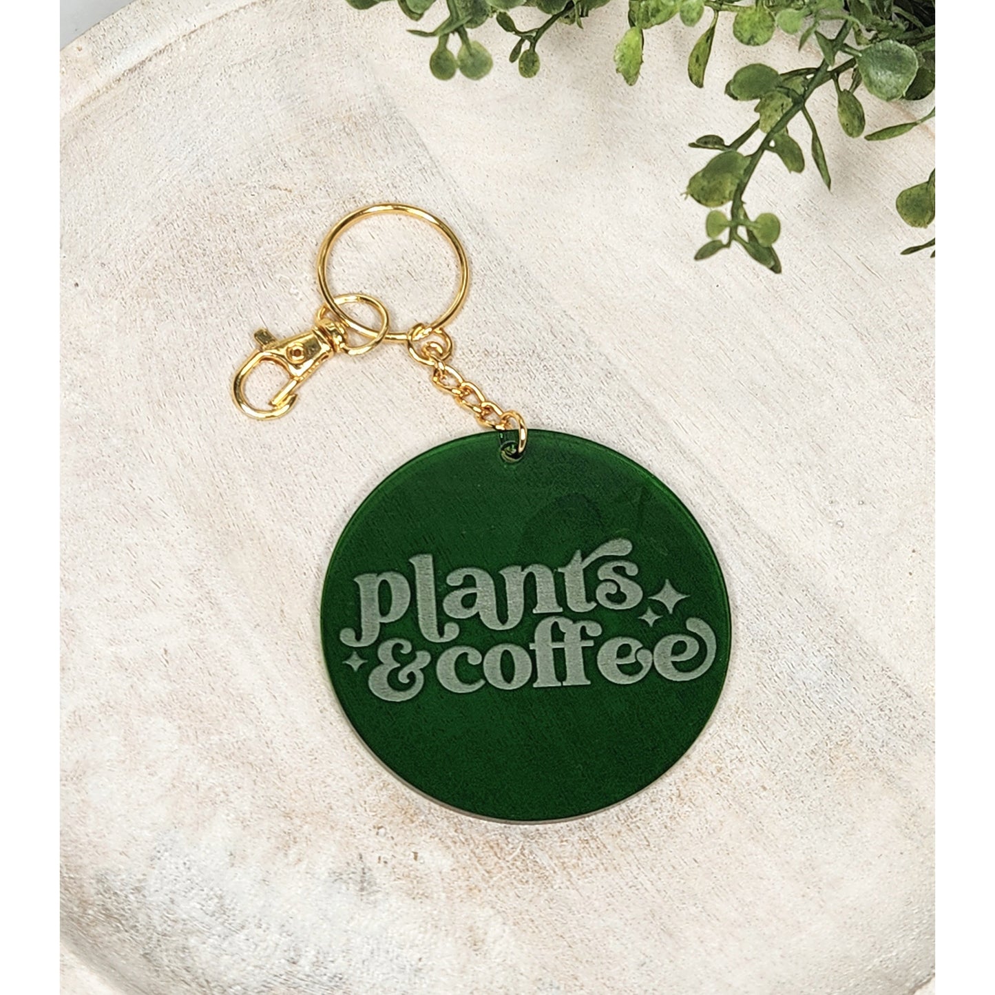 PLANTS & COFFEE KEYCHAIN