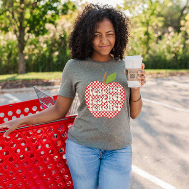 Teacher checkered apple tshirt