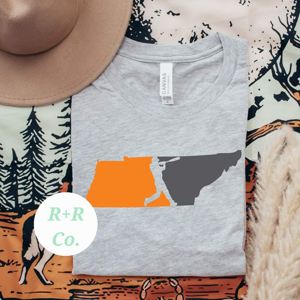 ORANGE AND GREY STATE BASEBALL TSHIRT