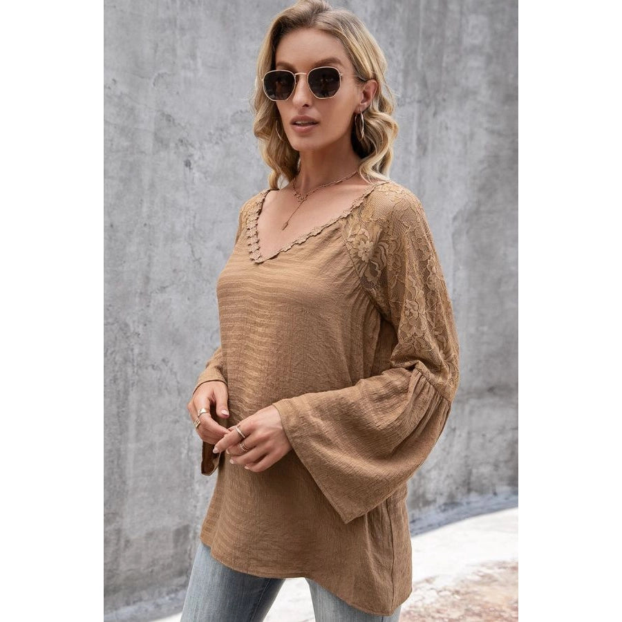 {MARKDOWN} Chic V Neck Long Sleeve Blouse