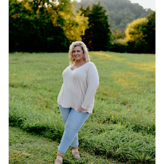 Waffle knot long sleeve plus size top